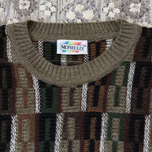 Vintage 3D Knit Chunky Sweater Olive Green Earth-tone - Picture 5 of 16